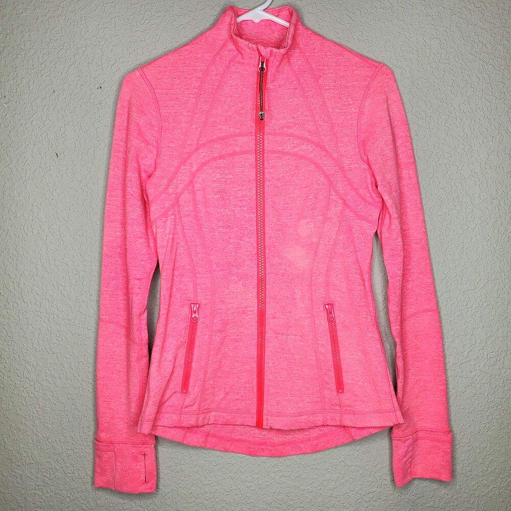 Lululemon Women's Define Jacket Full Zip Heathered Flash, Neon Pink Size 6
